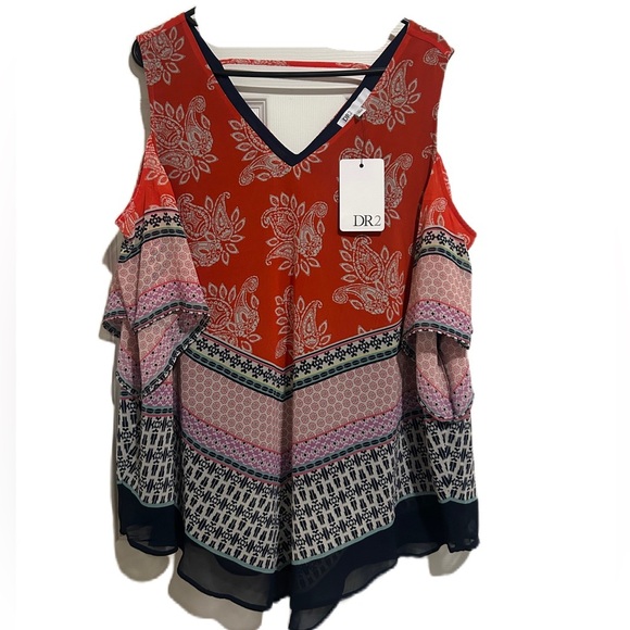 NWT DR2 Colorful Patterned Blouse Top Sz. XL New - Picture 3 of 8
